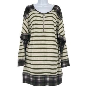 Everlily Rain Blueheaven Long Sleeve Tee Shirt in Grey/Green Size Medium